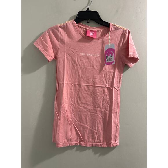 🔴One Teaspoon Organic logo tee new size XS in‎ Flamingo - Picture 1 of 7